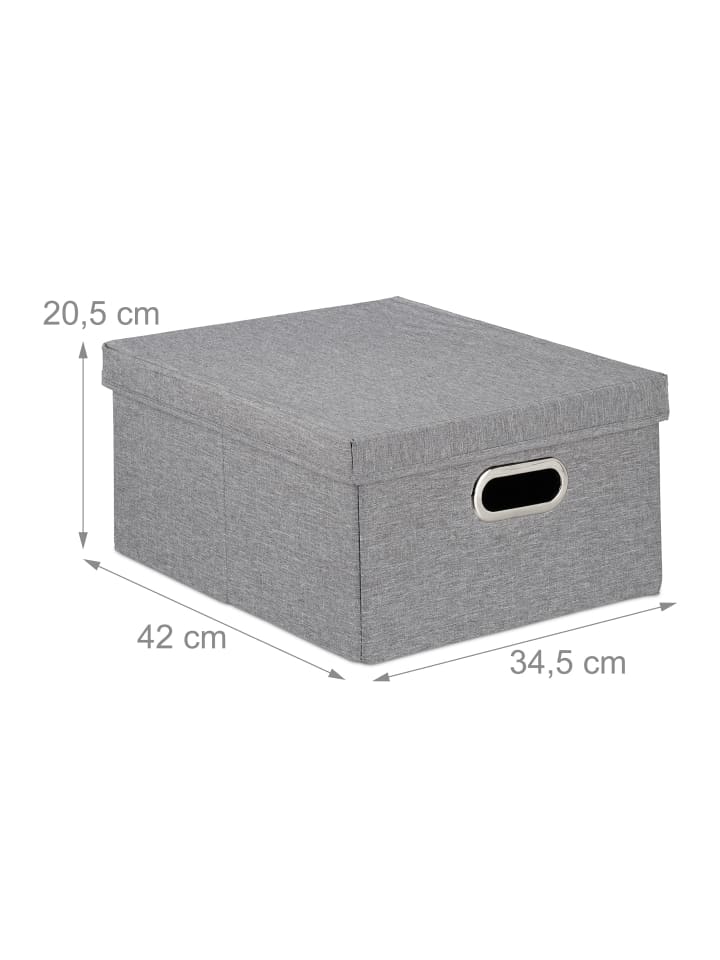 relaxdays 4x Aufbewahrungsbox in Grau - (B)34,5 x (H)20,5 x (T)42 cm günstig kaufen onesize
