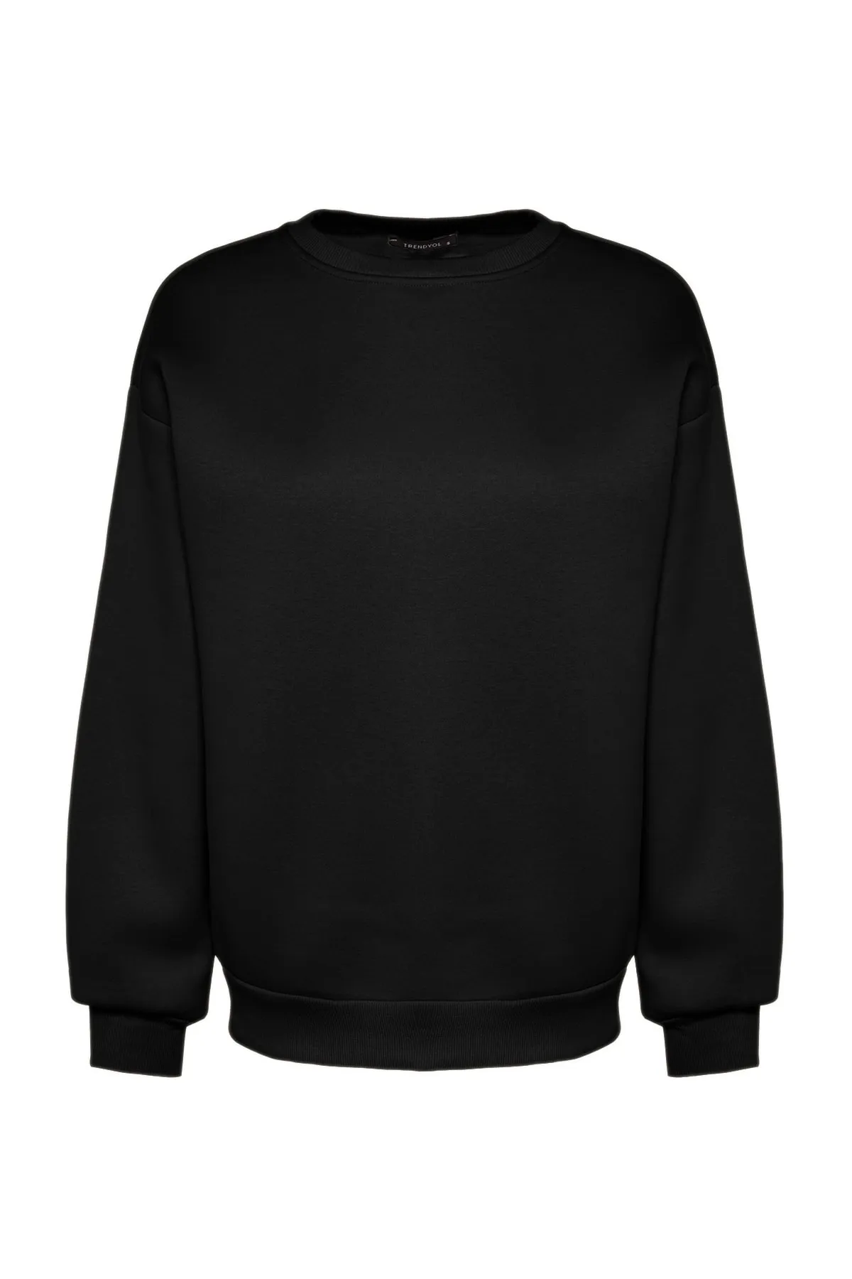 Trendyol Collection  Schwarzes Oversize/Bol Cut Rundhals-Sweatshirt aus dickem Fleece mit Innenfutter TWOAW24SW00102
