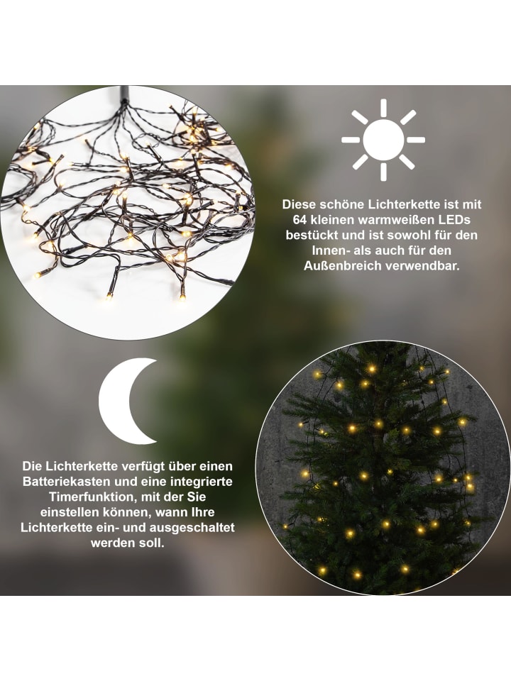 STAR Trading LED Baummantel Lichterkette ,Akku', warmweiß, 140cm (64 Leds, Batterie günstig kaufen onesize