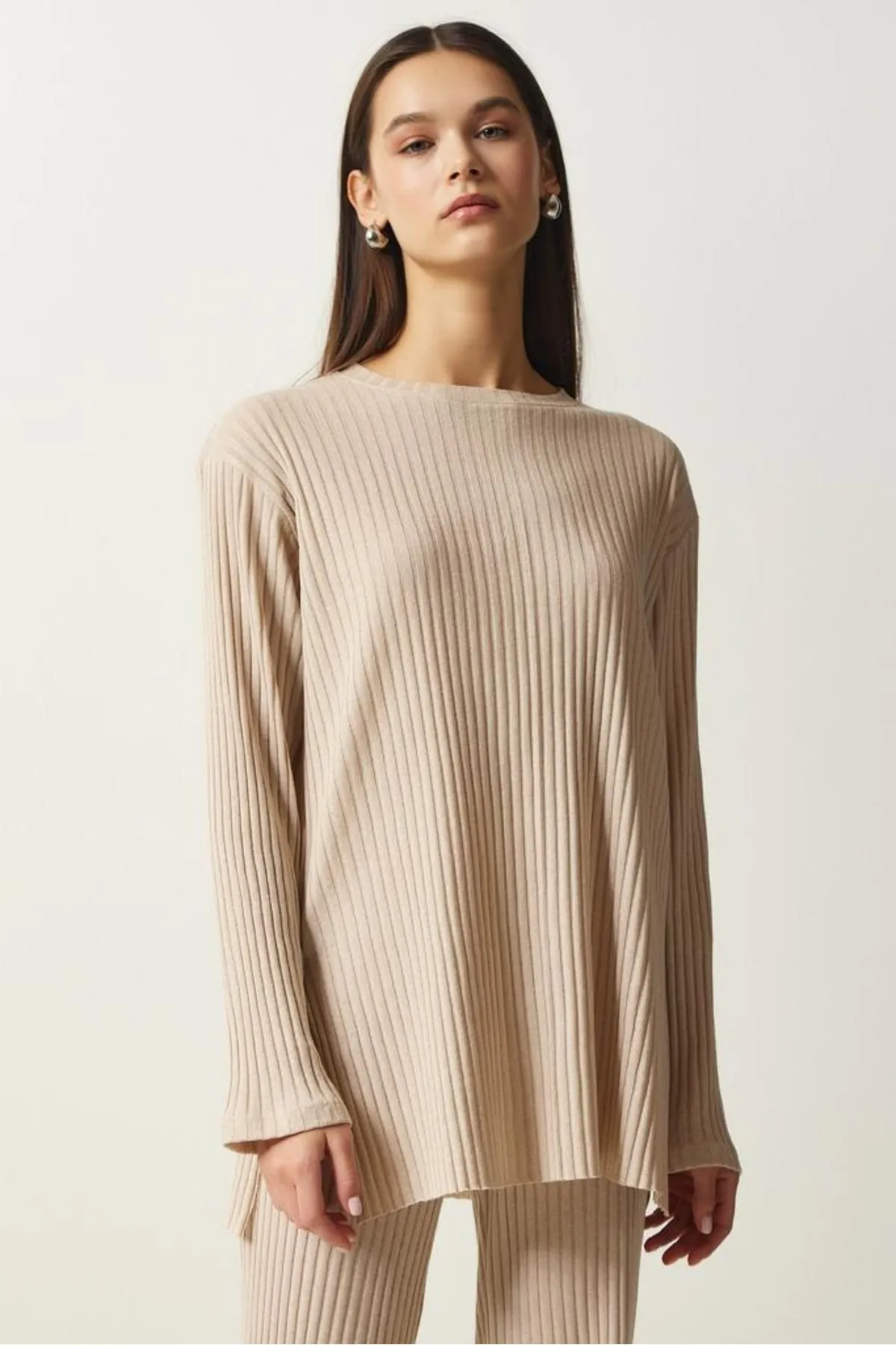 Know  Beiges Set aus Bluse und Hose aus Strick mit Kordelzug für Damen