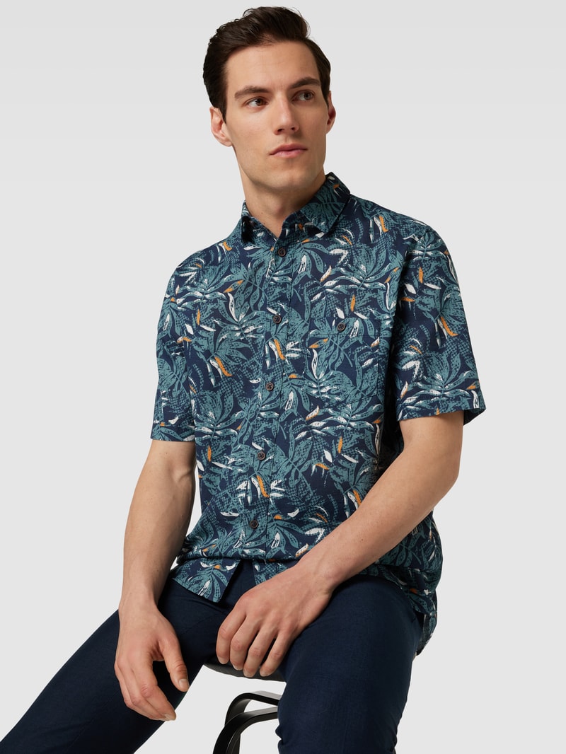 Freizeithemd mit Allover-Print in marineblau