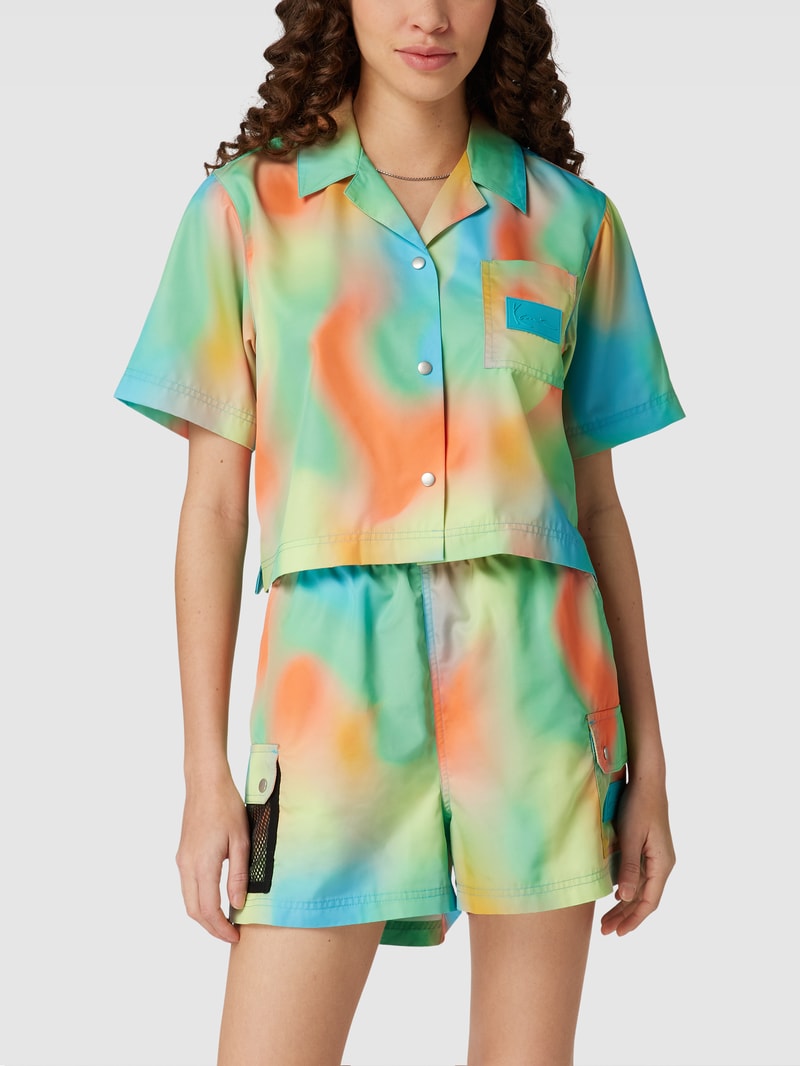 Cropped Hemdbluse im Batik-Design - P&C x Karl Kani in blau