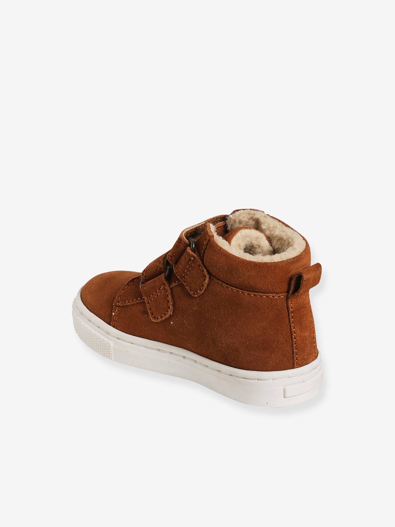 Baskets Mid fourrées bébé mixte en cuir marron clair