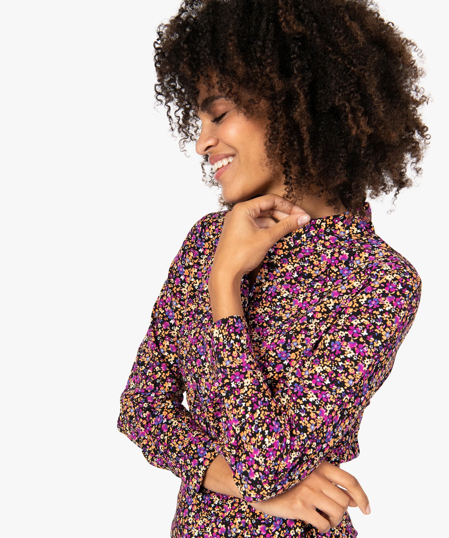 Robe chemise femme imprimée à jupe portefeuille | GEMO