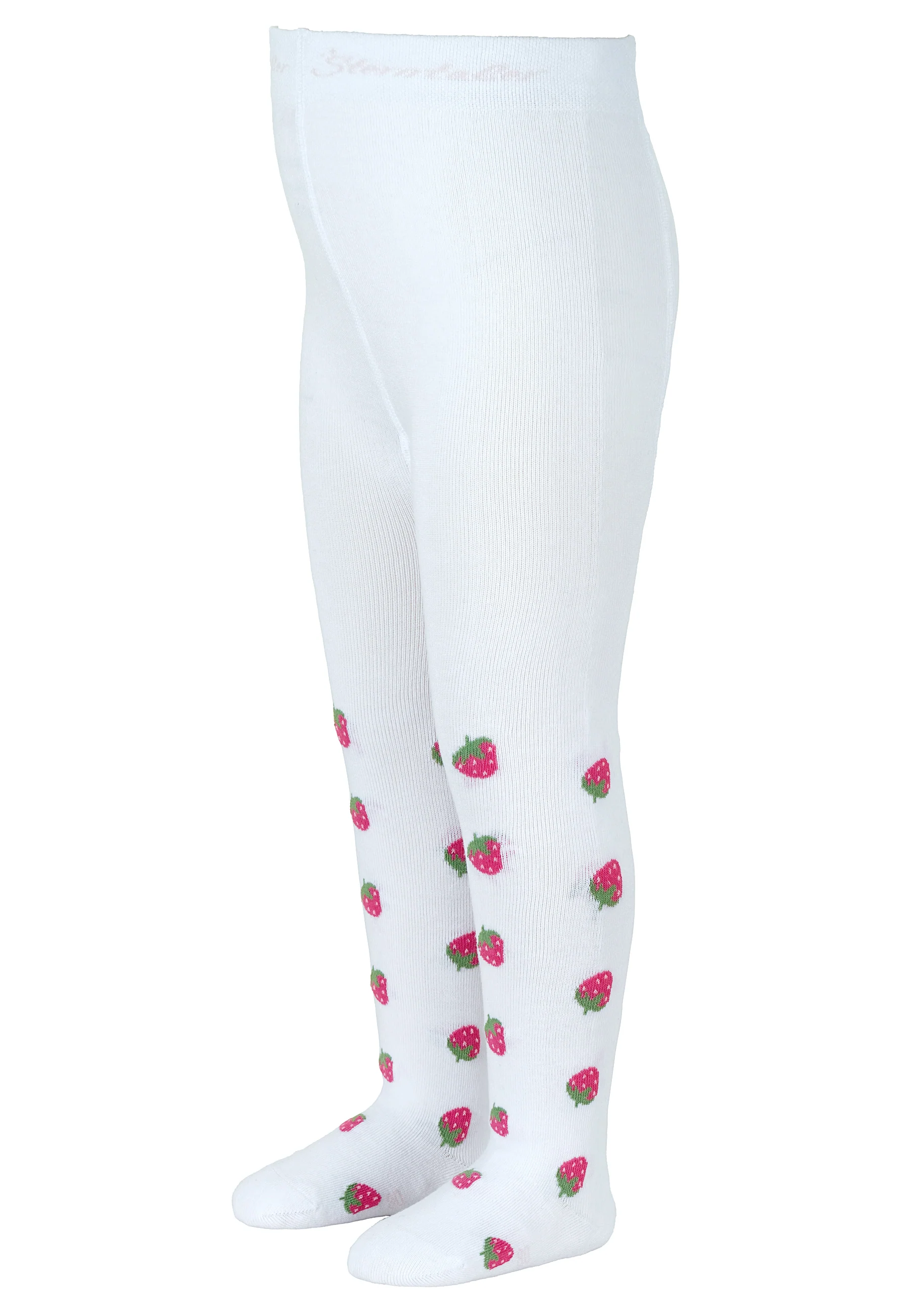 Strumpfhose Sommer mit Motiv Erdbeeren in weiß