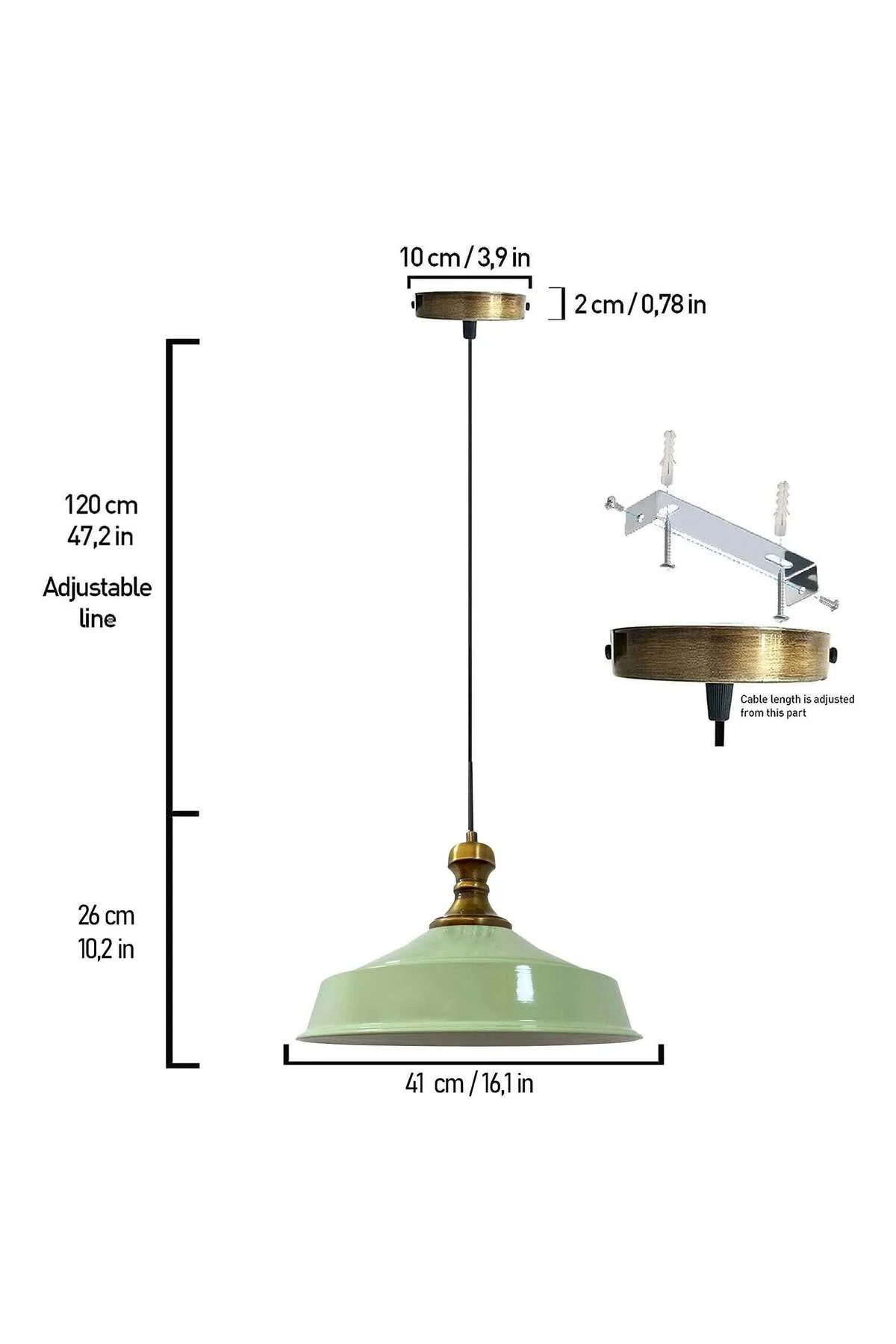 Bamyum  Pendelleuchte Asletl-Knob, Metall, 41 cm, Minzgrün Lampe