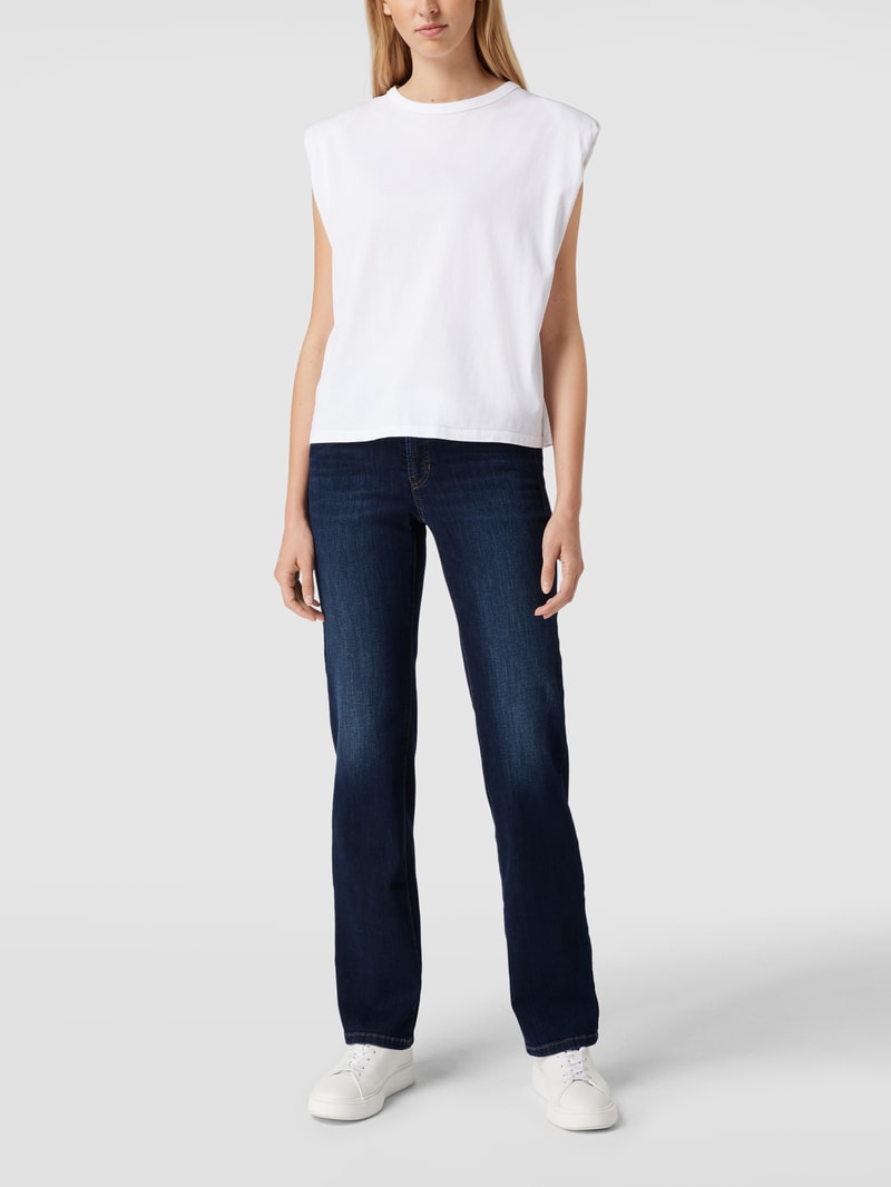 Jeans mit Label-Patch Modell 'Paris' in dunkelblau