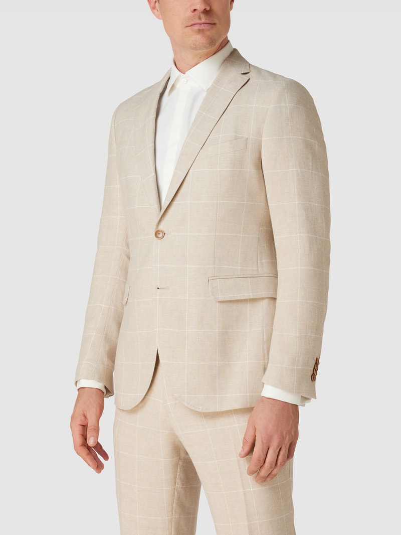 Slim Fit 2-Knopf-Sakko mit Kissing Buttons in sand