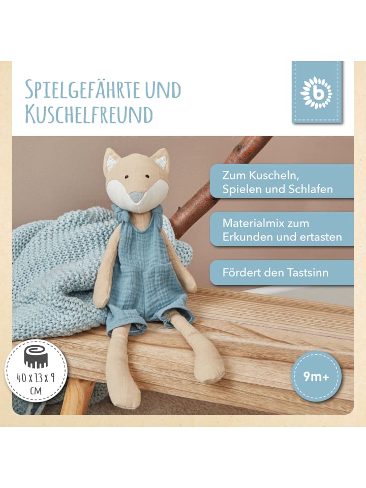 Bieco Spielwaren Kuscheltier aus Leinen & Musselin Fuchs - ab Geburt in Blau günstig kaufen onesize