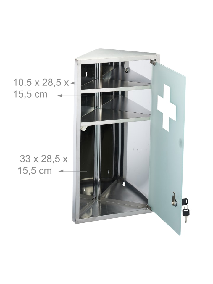 relaxdays Medizinschrank in Silber - (B)30 x (H)56 x (T)18 cm günstig kaufen onesize