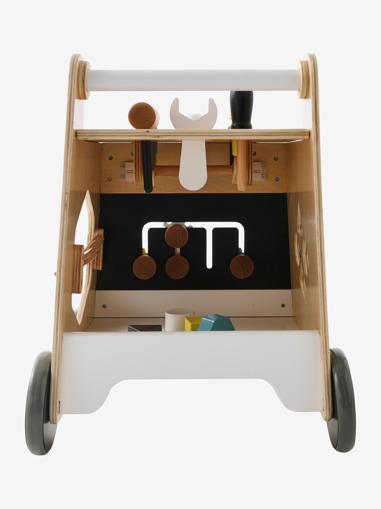 Vertbaudet Lauflernwagen mit Werkzeug, Holz FSC - natur/schwarz