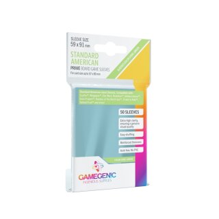 Gamegenic - Prime Standard American-Sized Sleeves 59 x 91 mm - Clear (50)