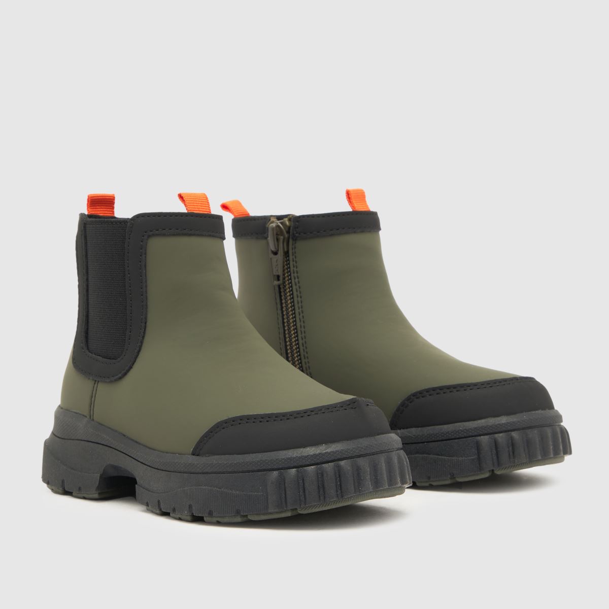 Schuh khaki molniga chelsea-stövlar för pojkar, småbarn