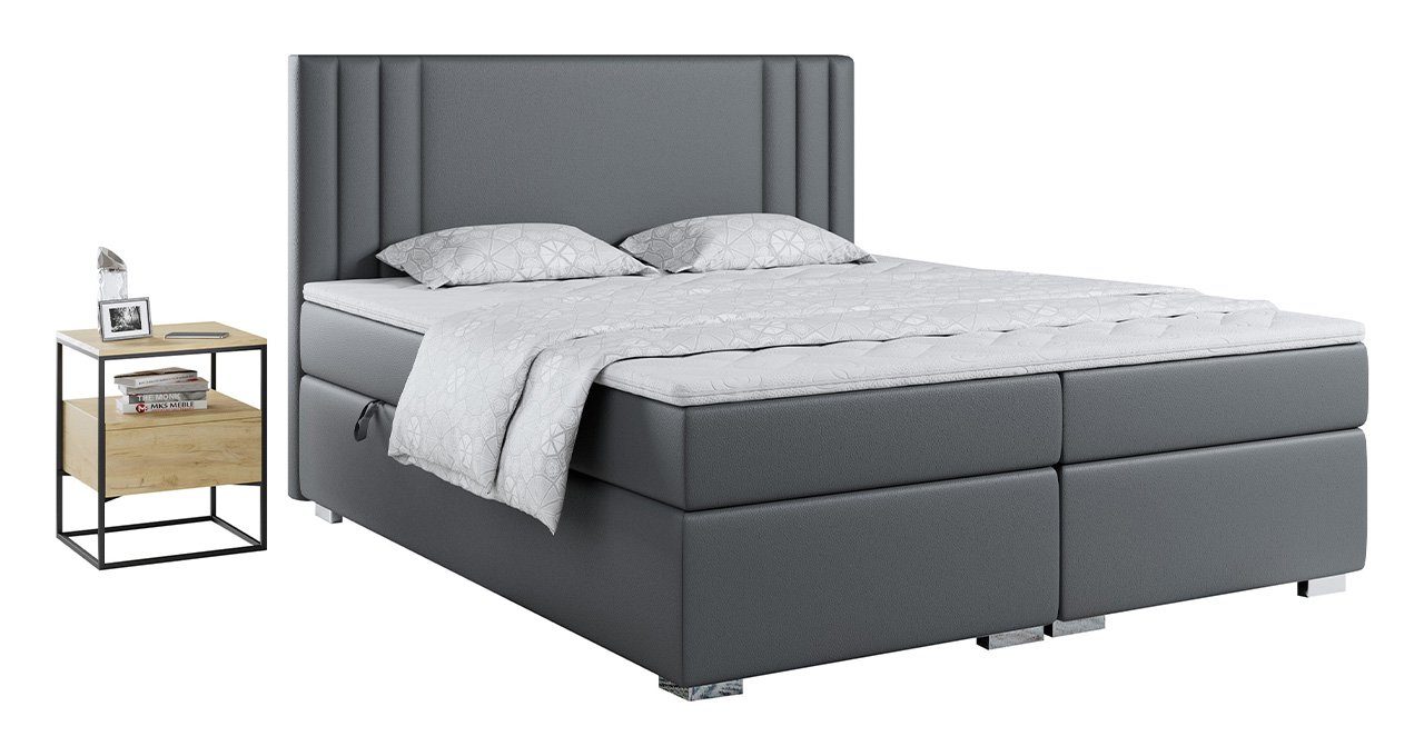 MKS MEBLE Boxspringbett NYJA, Doppelbett mit Multipocket-Matratze und Topper