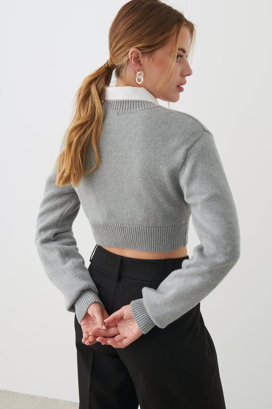 V-neck knitted sweater