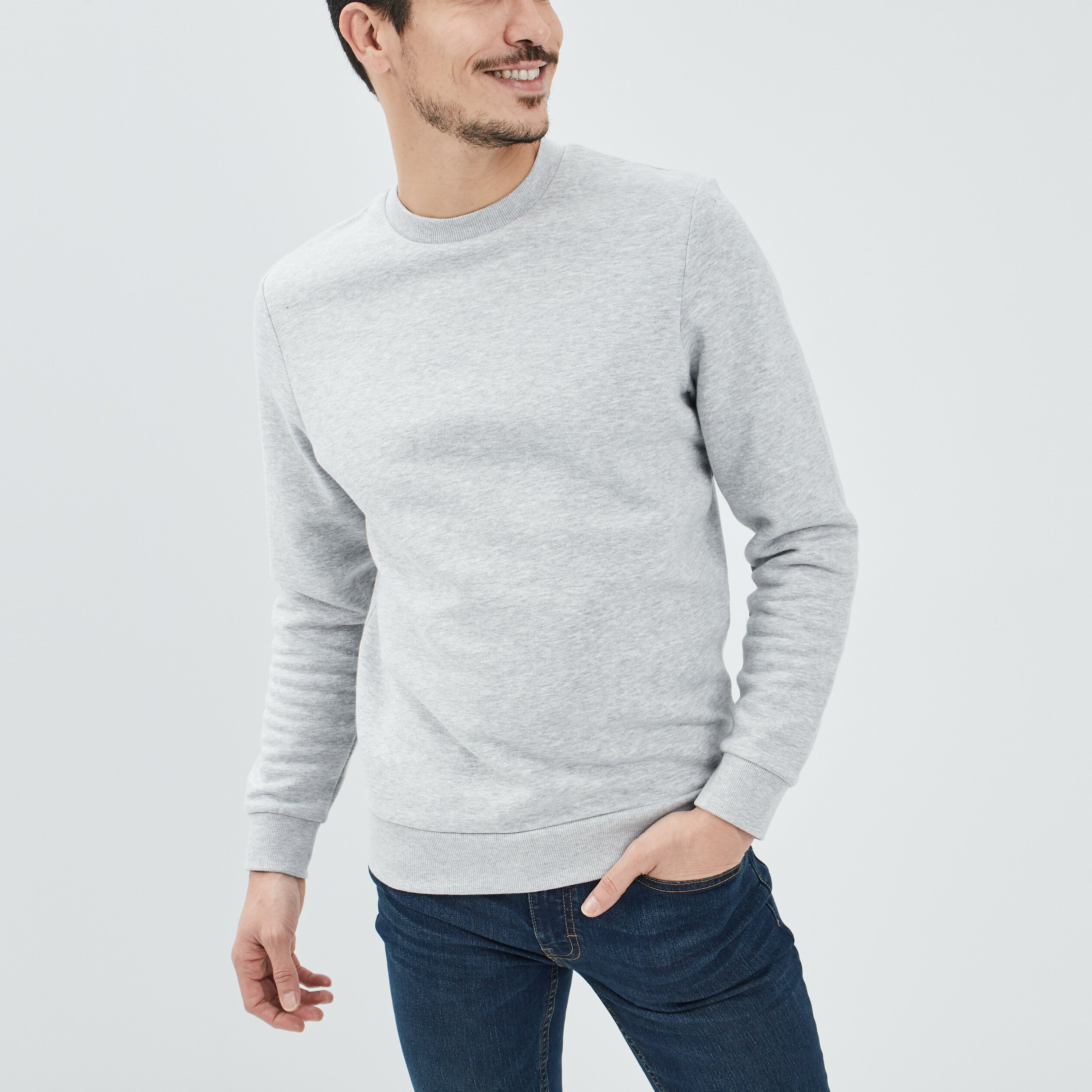 Sweat avec col rond gris clair homme | La Halle
