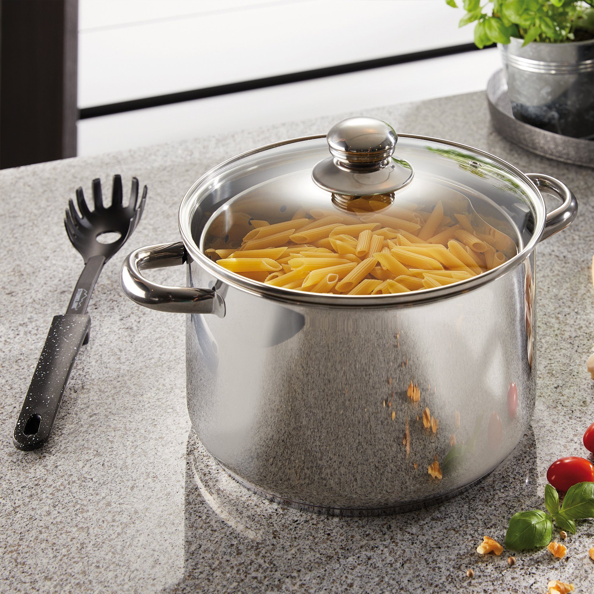 BEYOND Topf-Set, Edelstahl 18/8 (Set, 3-tlg), Kochen,Braten,Schmoren,Backen,Dünsten,Dämpfen,Blanchieren,Induktion