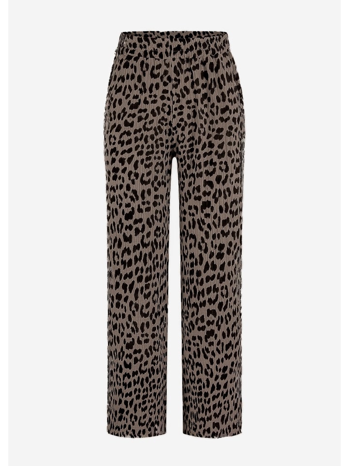 SASSYCLASSY Musselin Pants mit weitem Bein in Leo-Print in Taupe günstig kaufen