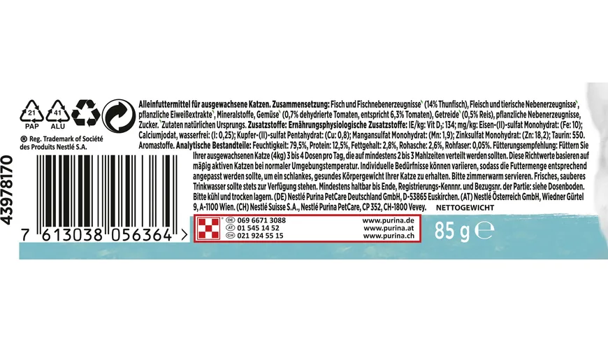 PURINA GOURMET Nature's Creations reich an Thunfisch 85 g