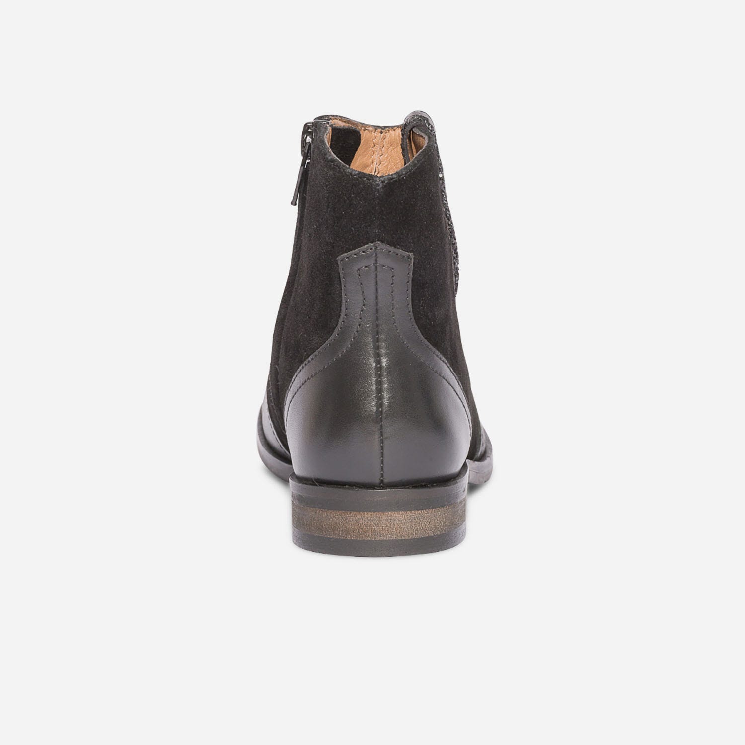 Boots noir en cuir bi matière