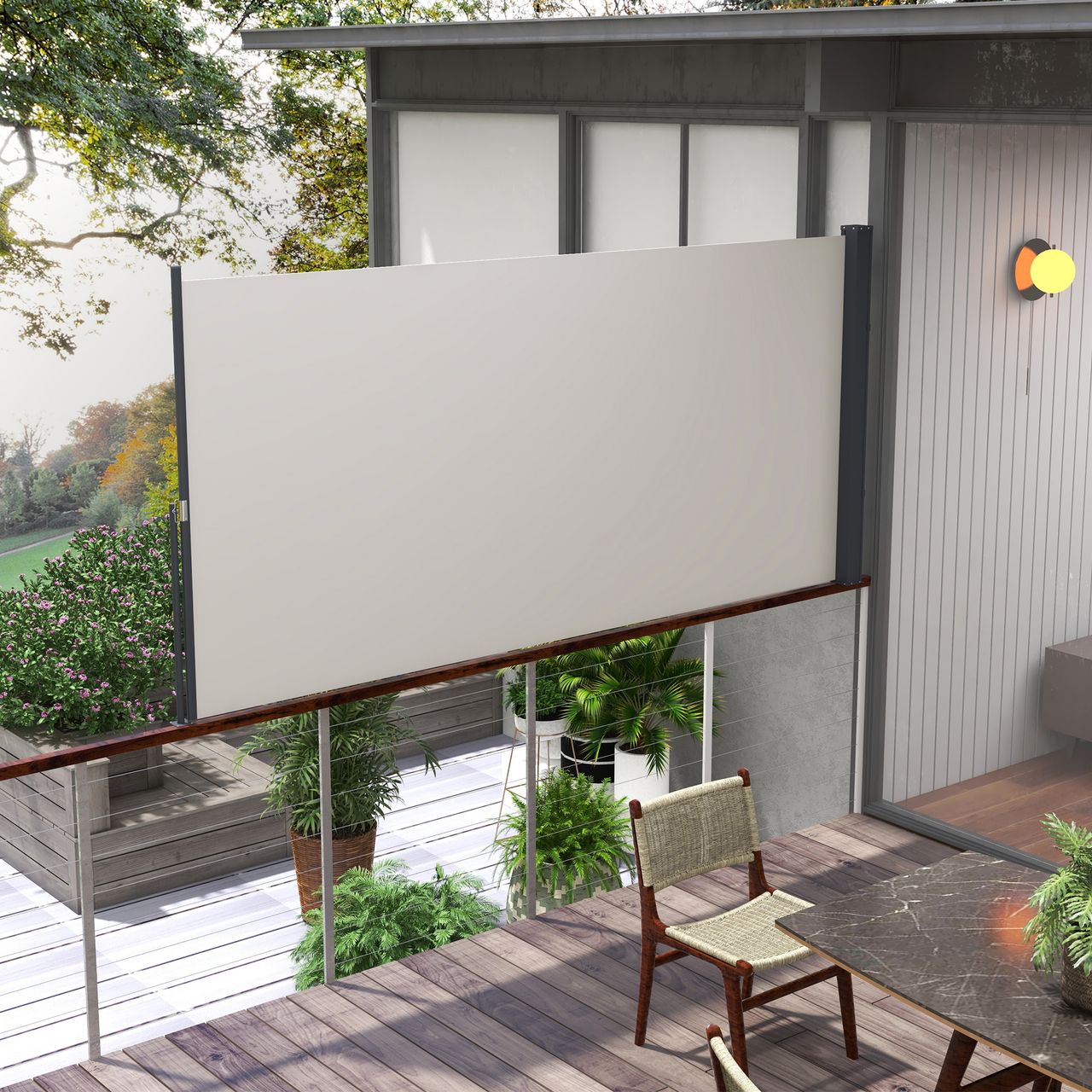Outsunny Seitenmarkise, 300 x 140cm Gartenmarkise, Sichtschutzwand mit UV-Schutz