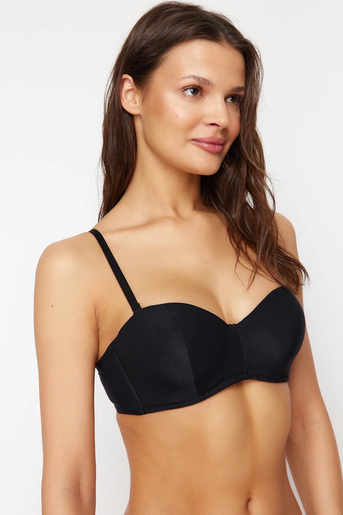 Trendyol Collection  Lila-Schwarz-Dunkelblau 3er-Pack trägerloser Strick-BH mit überzogenen Trägern aus Polyamid THMSS24SU00054