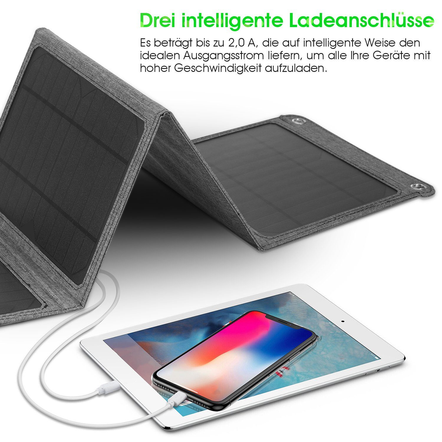 LETGOSPT Solarmodul 50W Portable Solarmodul Ladegerät, Faltbares Panel Wasserdichte IP67, Powerbank Solar Ladegerät für Wandern, Camping, Outdoor