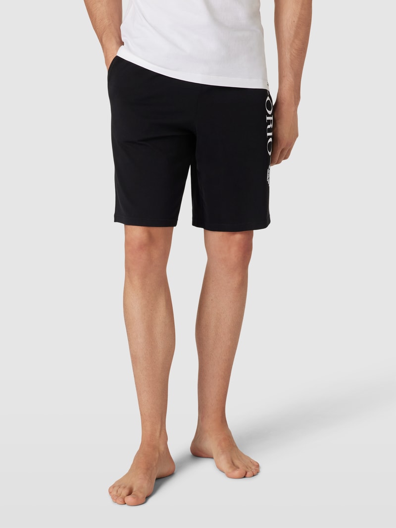 Pyjama-Hose mit Label-Print Modell 'SHINY' in schwarz