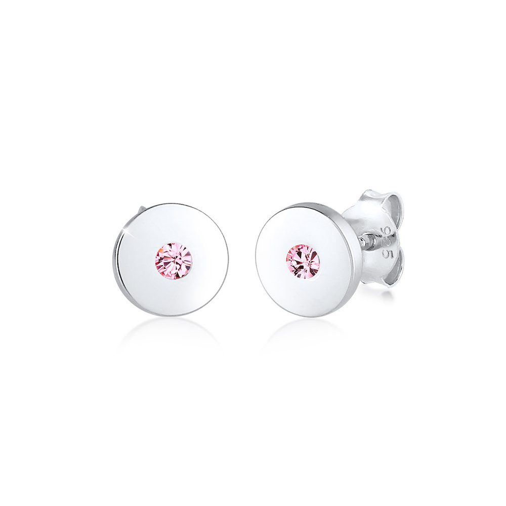 Elli Elli Boucles d'Oreilles Cercle d'enfants rose avec cristaux en argent 925 Boucles d'oreilles