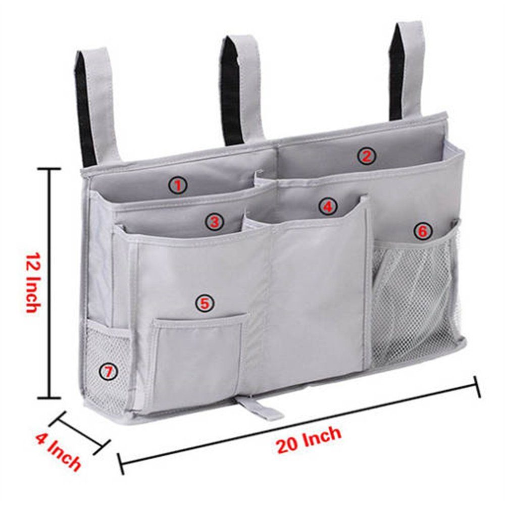 Runxizhou Betttasche Bedside Caddy Hängebett Organizer Aufbewahrungstasche Tasche,Grau