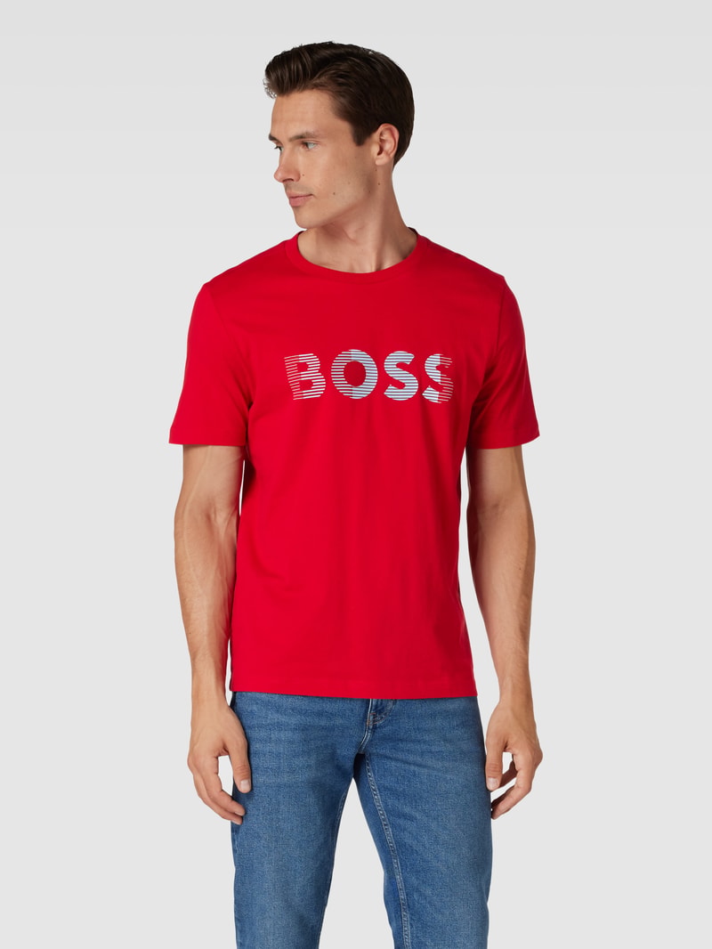 T-Shirt mit Label-Print in rot