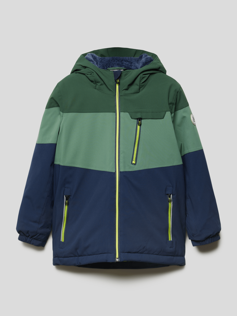 Funktionsjacke mit Label-Patch in olivgrün