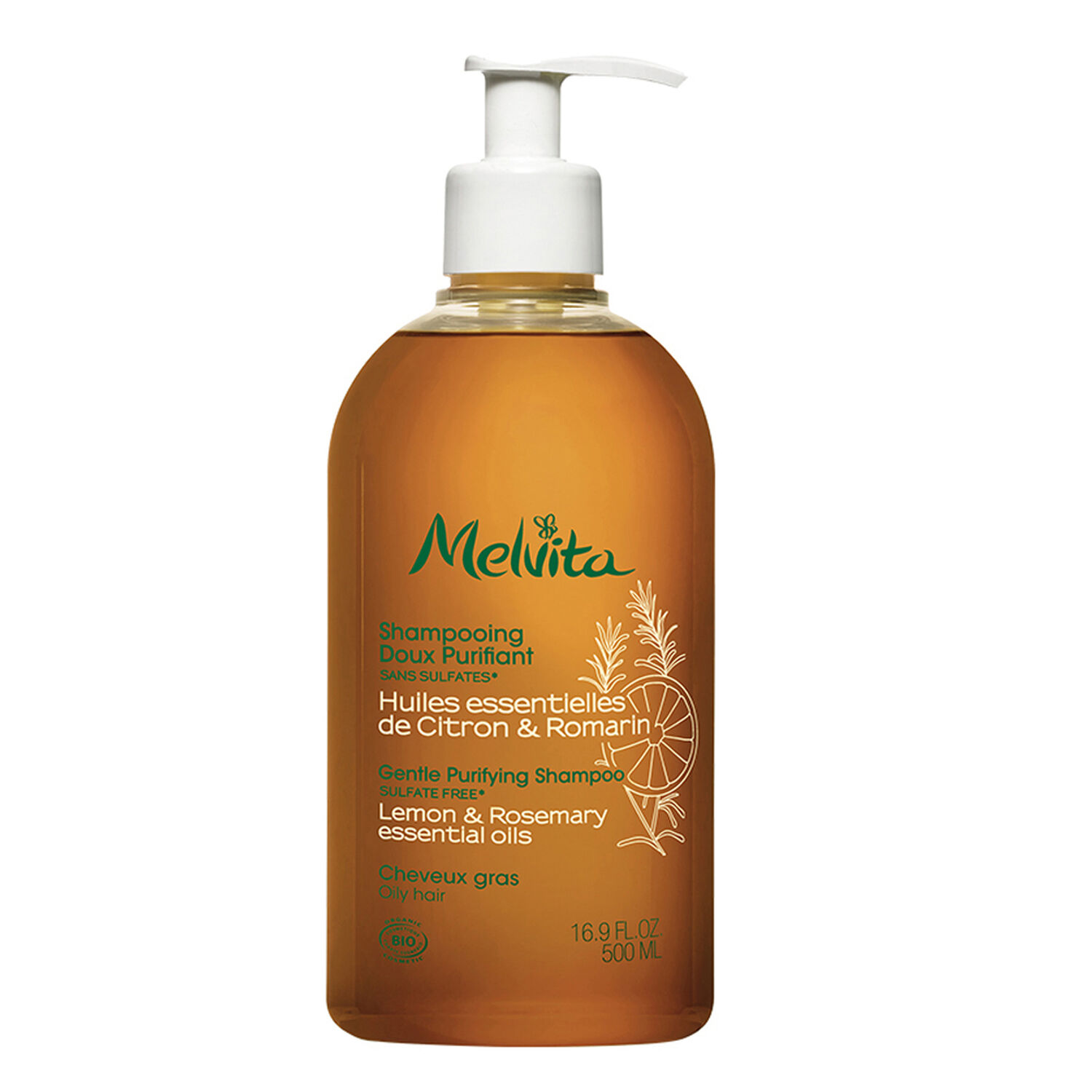 Melvita Shampooing Doux Purifiant Huiles Essentiellles Citron & Romarin