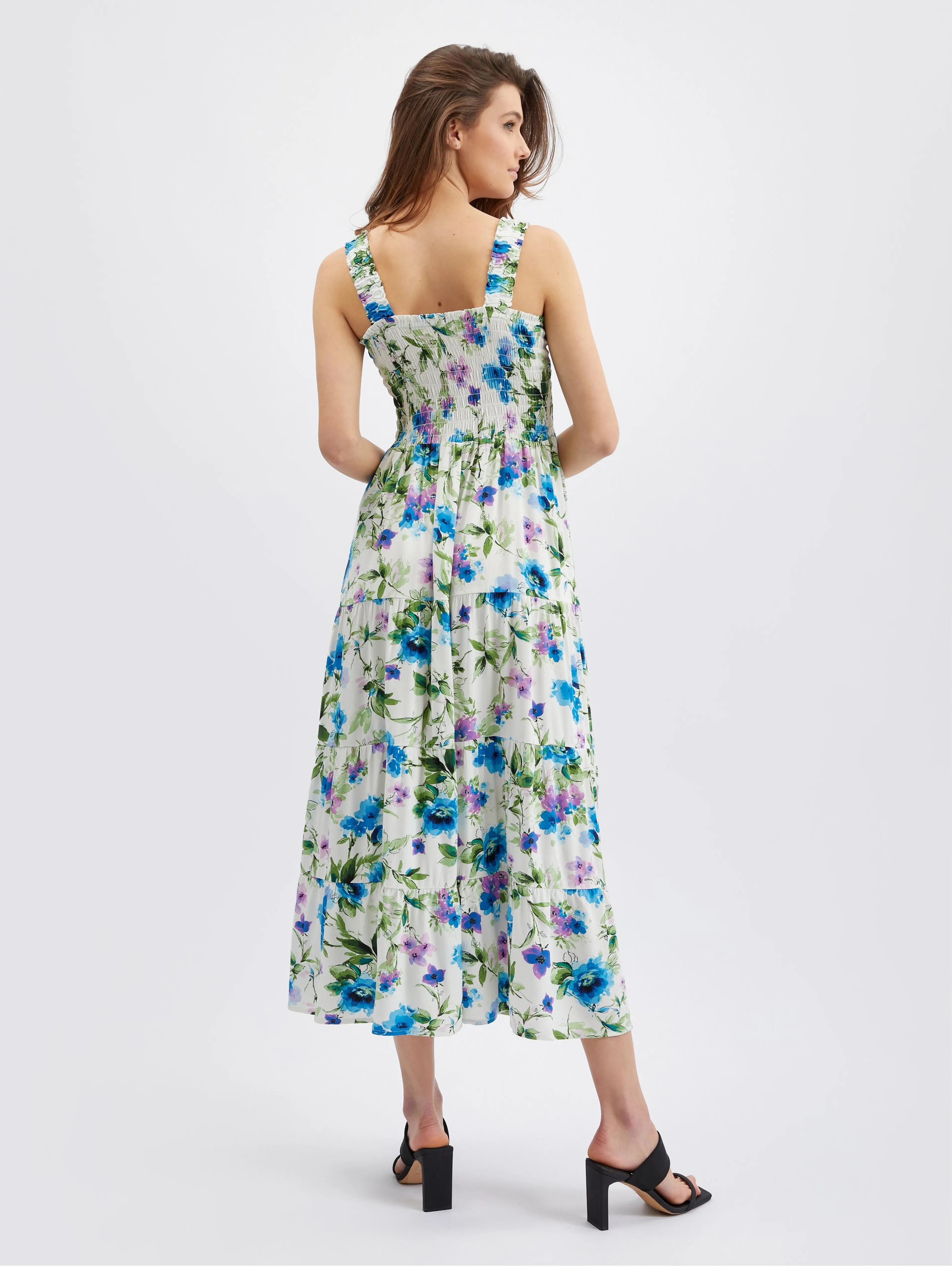 Blau- und cremefarbenes geblümtes Damenkleid ORSAY