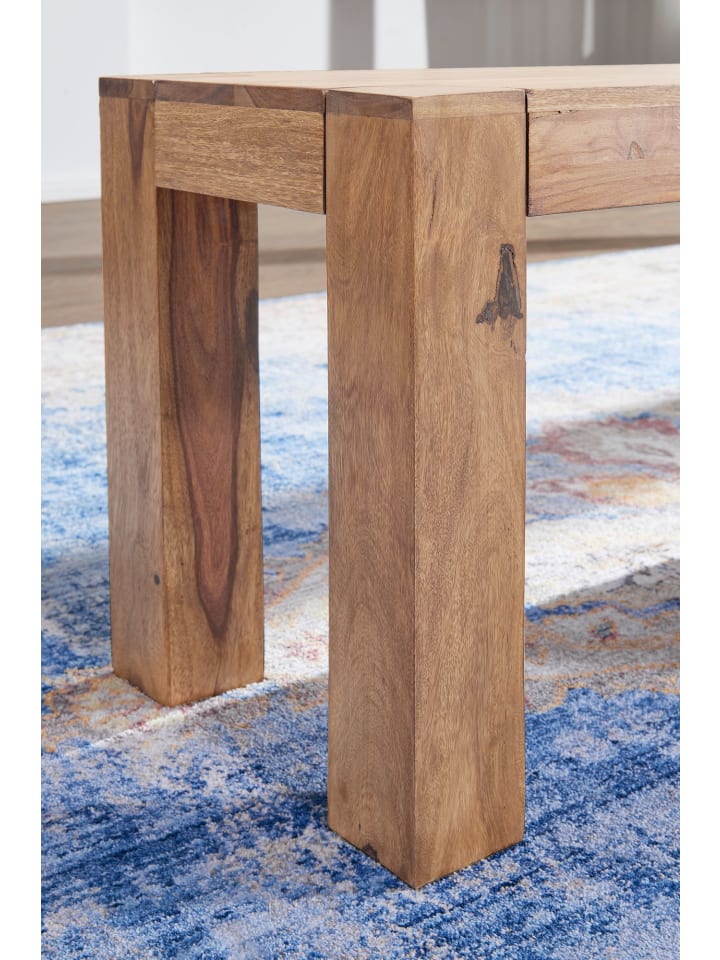KADIMA DESIGN Sitzbank Massivholz | Akazie, 120x45x35cm, Landhaus-Stil in Beige günstig kaufen