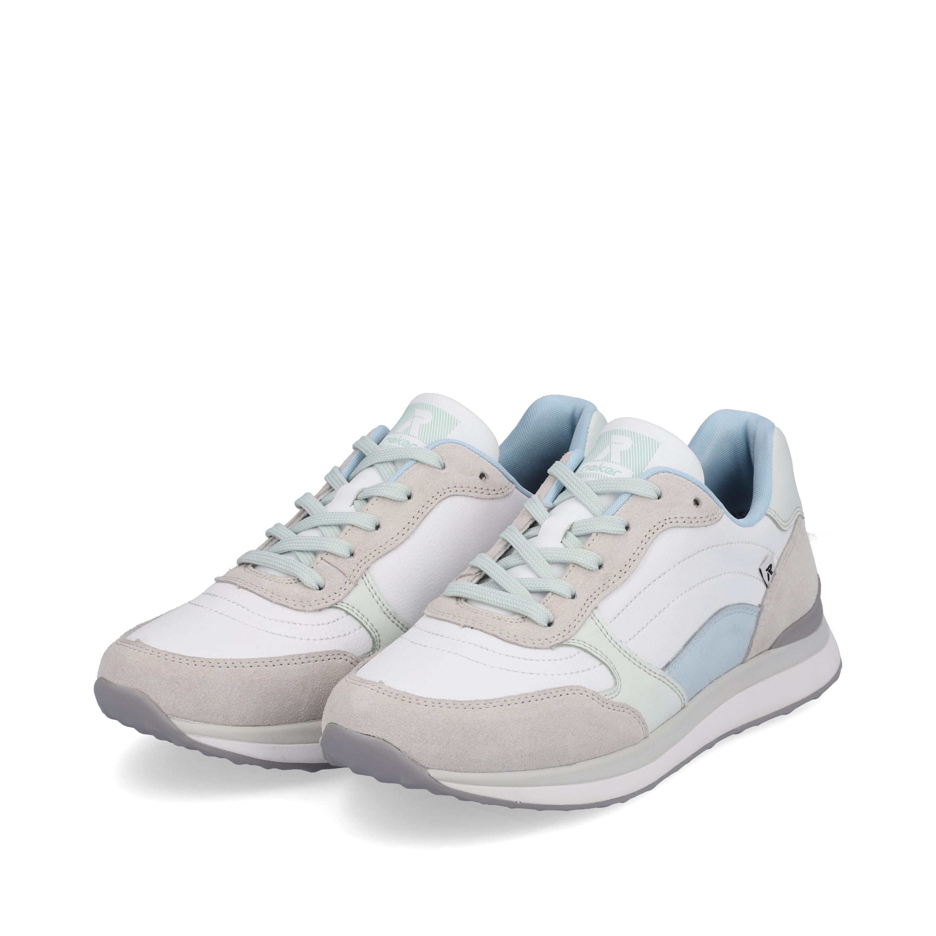 Rieker Damen Sneaker Low swan-white clay-beige ice-blue