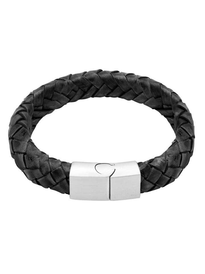 Steel_Art Herrenarmband Lederarmband Enno in schwarz günstig kaufen
