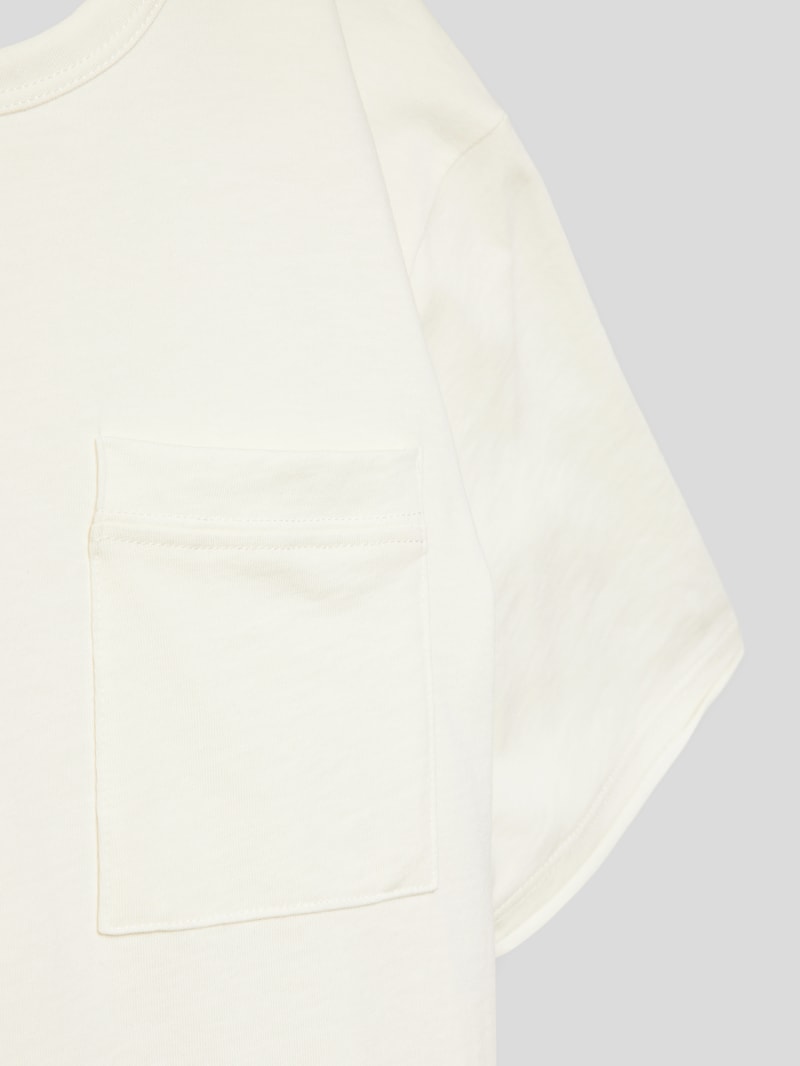 T-Shirt mit geripptem Rundhalsausschnitt in offwhite