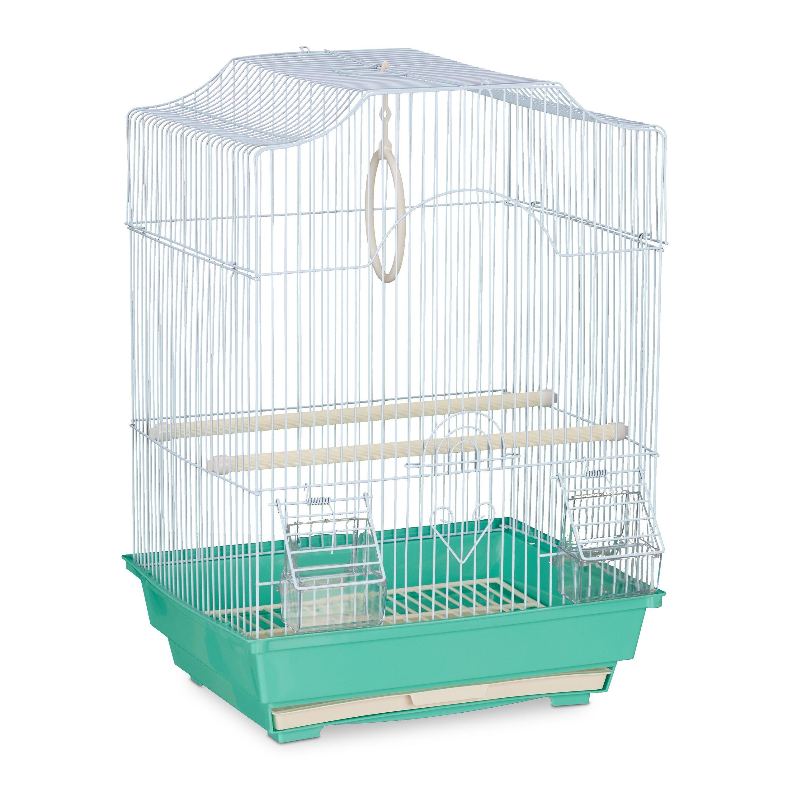 relaxdays Vogelkäfig Vogelkäfig mit Sitzstangen, Grün