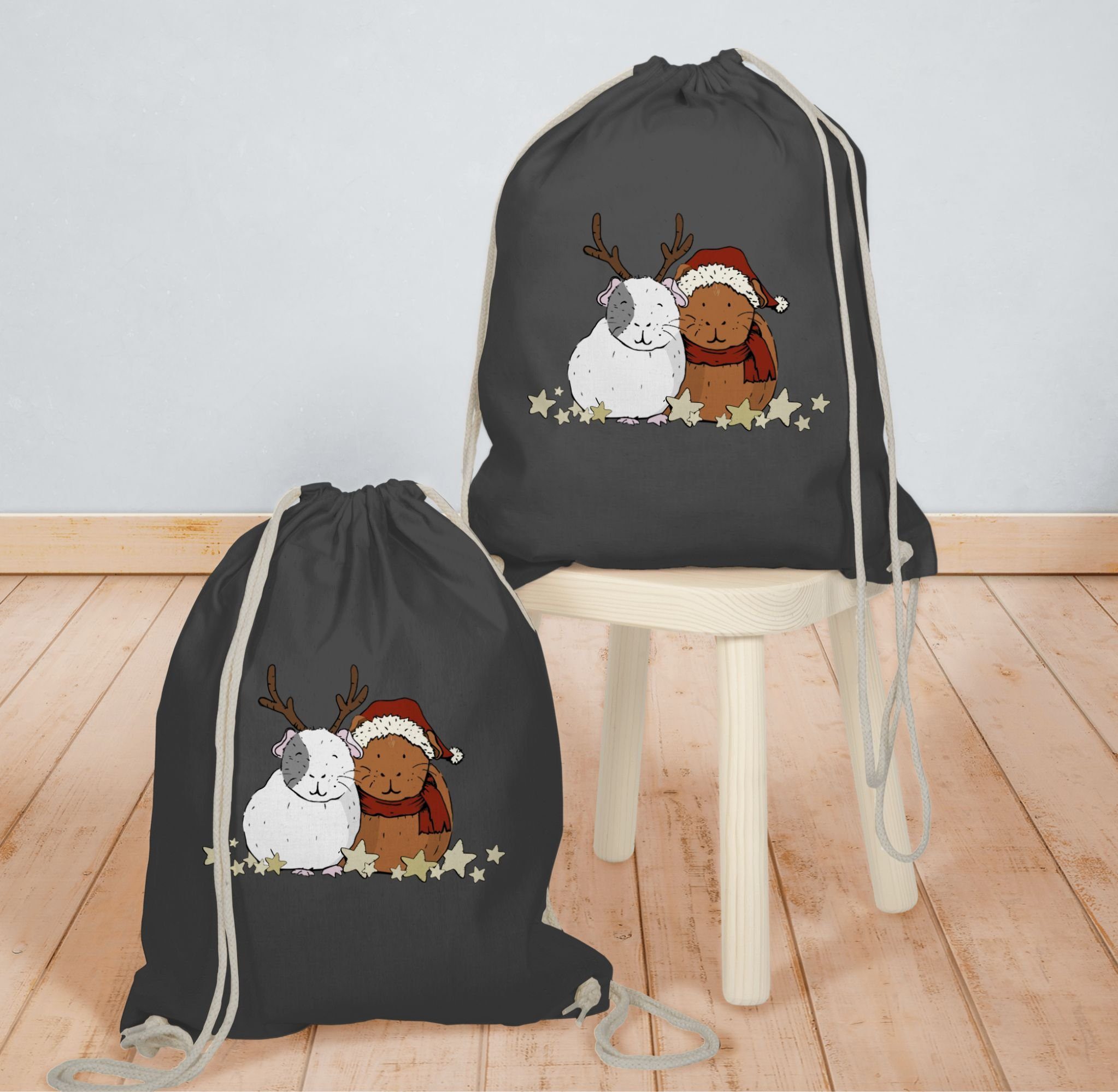 Shirtracer Turnbeutel Weihnachtliche Meerschweinchen - Weihnachten & Silvester Geschenke - Turnbeutel, Neujahrsgeschenke Party Deko