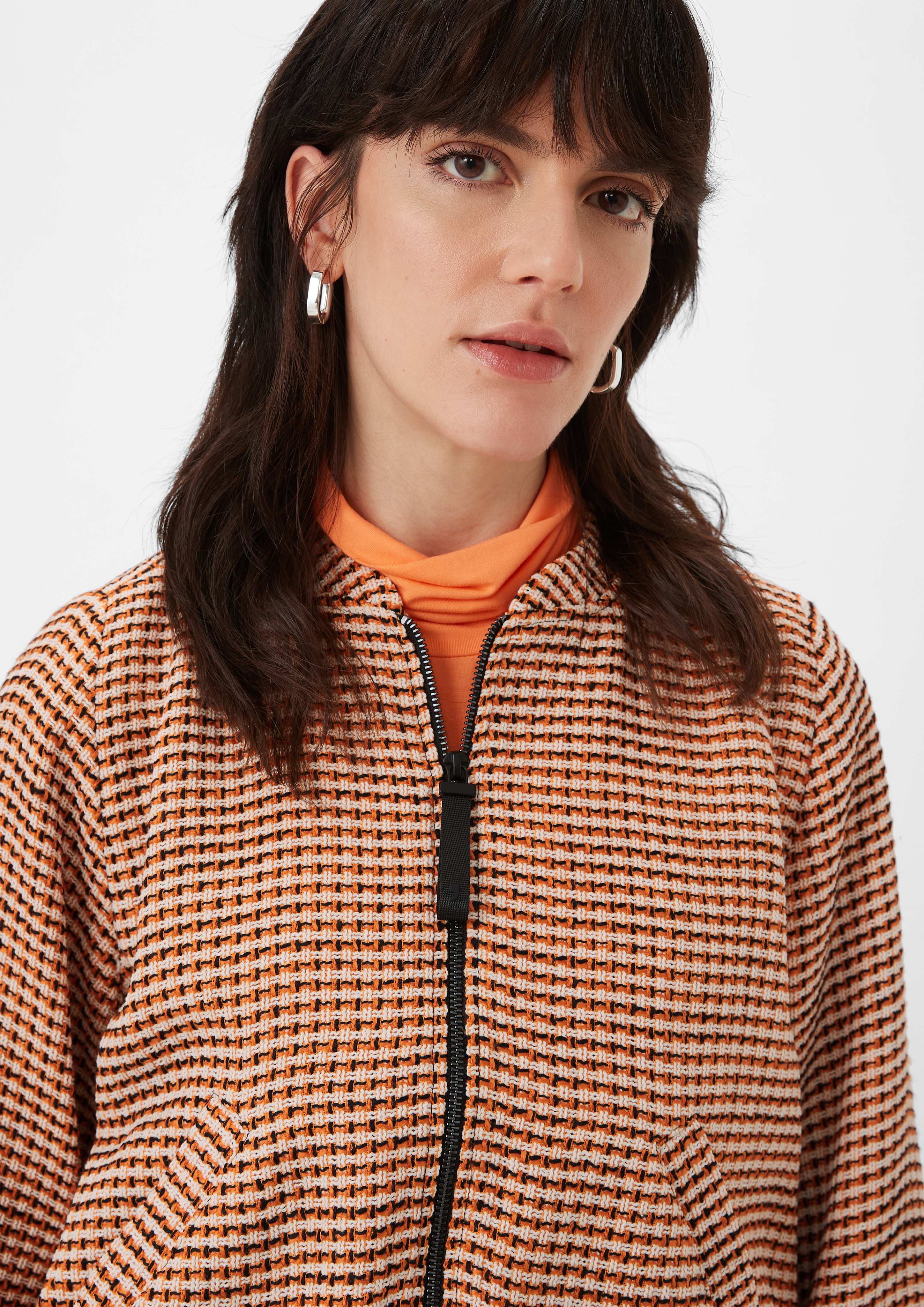 Blouson-Jacke aus Bouclé - orange