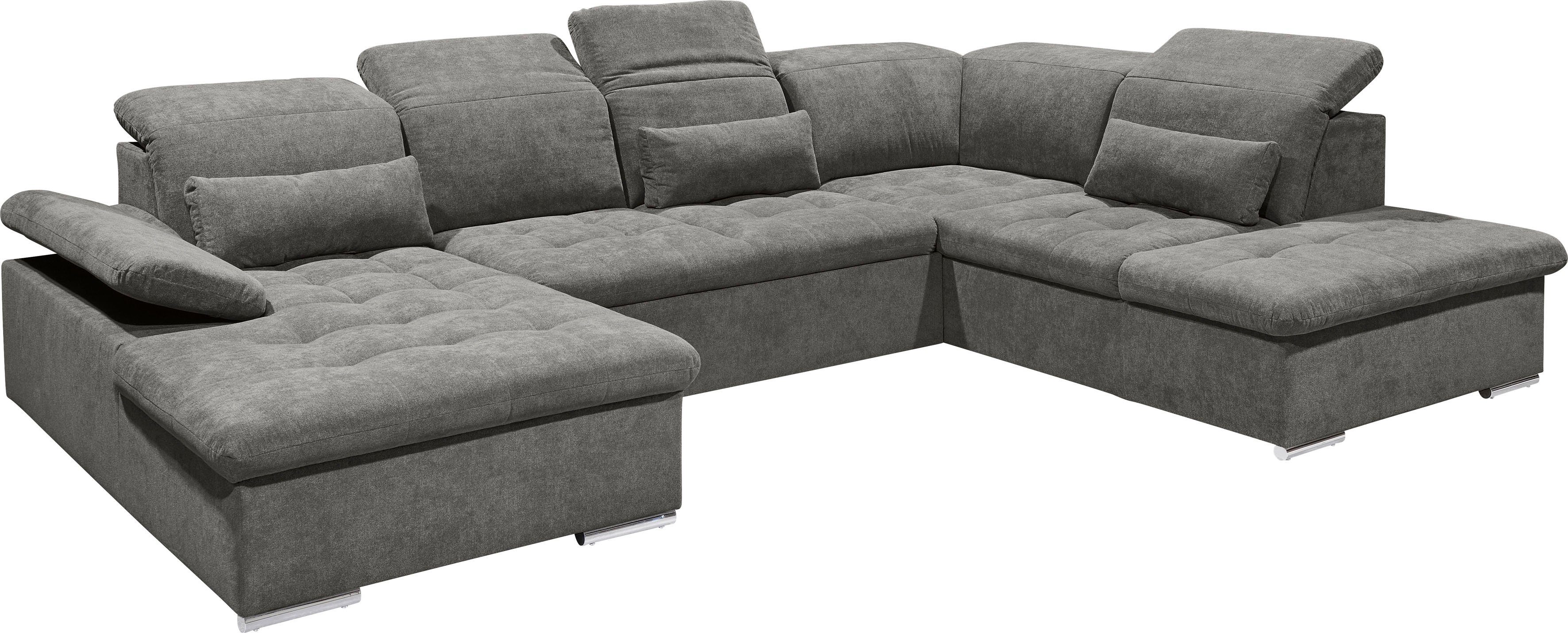 ED EXCITING DESIGN Wohnlandschaft Wayne, mit Bettfunktion, Bettkasten, Nierenkissen, frei im Raum stellbar etc.