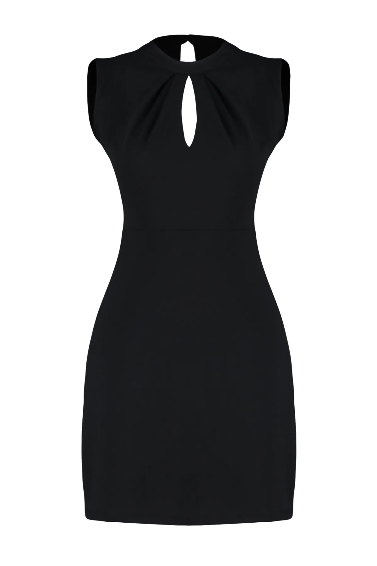 Trendyol Collection  Mini-Strickkleid aus Krepp mit schwarzem Kragen und detailliertem Kragen TWOSS23EL02015