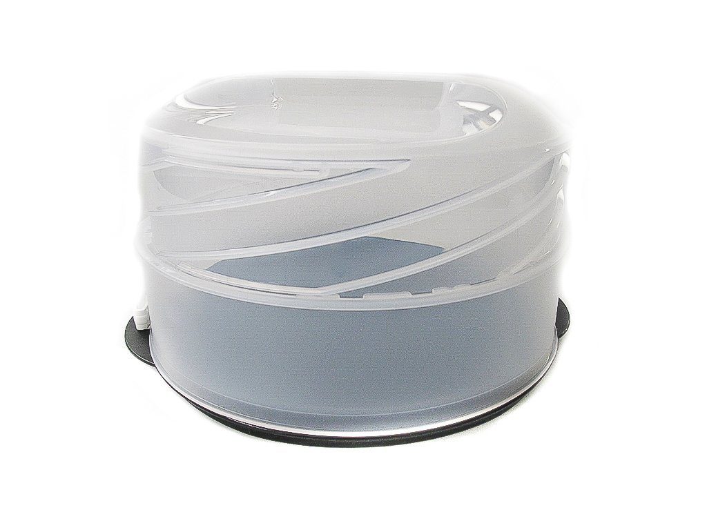 TUPPERWARE Kuchenplatte Tortentwist schwarz Tortenbehälter + SPÜLTUCH