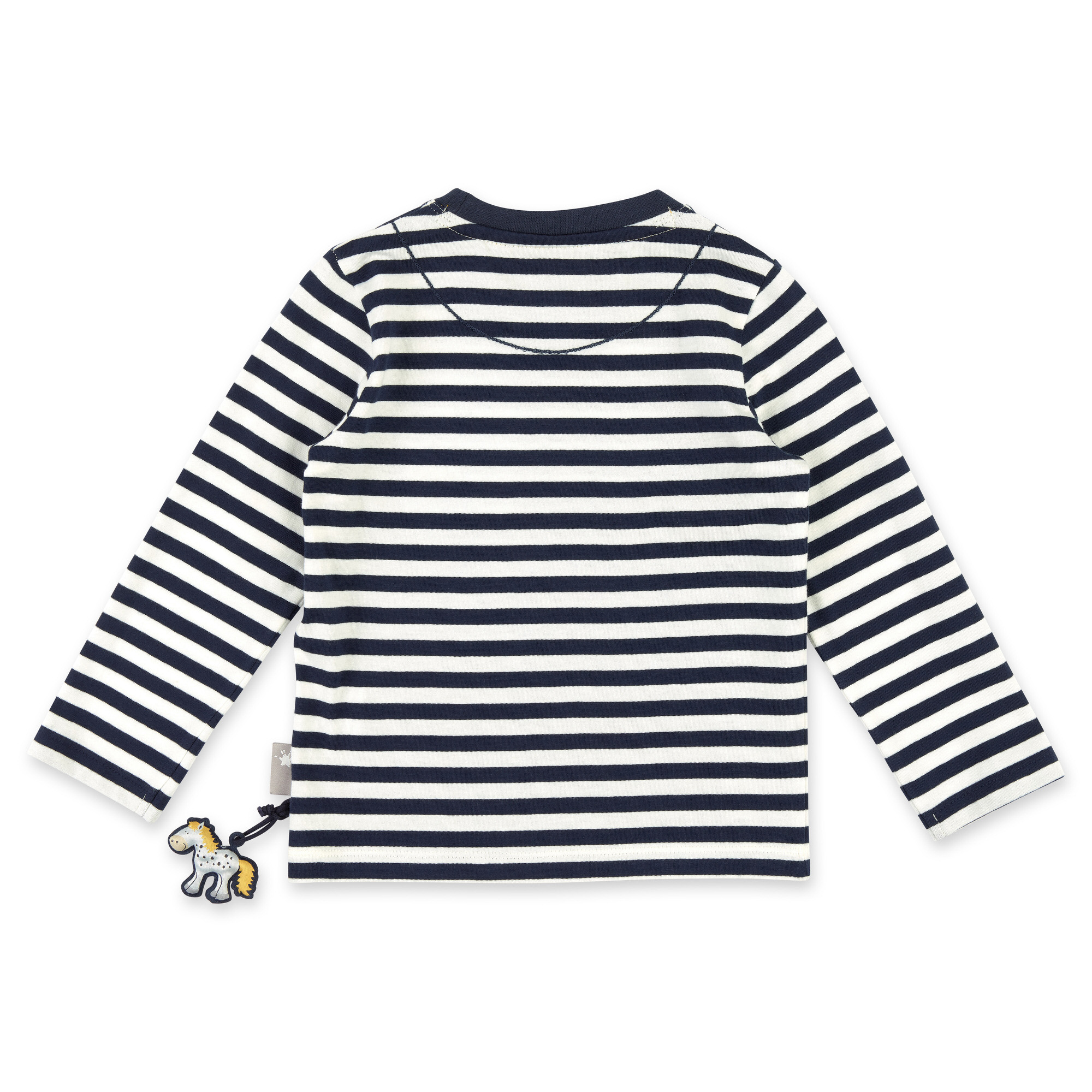 Blau-weiß geringeltes Kinder Langarmshirt Tupfen Pony