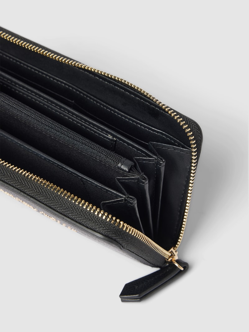 Portemonnaie mit Label-Detail Modell 'PIE' in schwarz