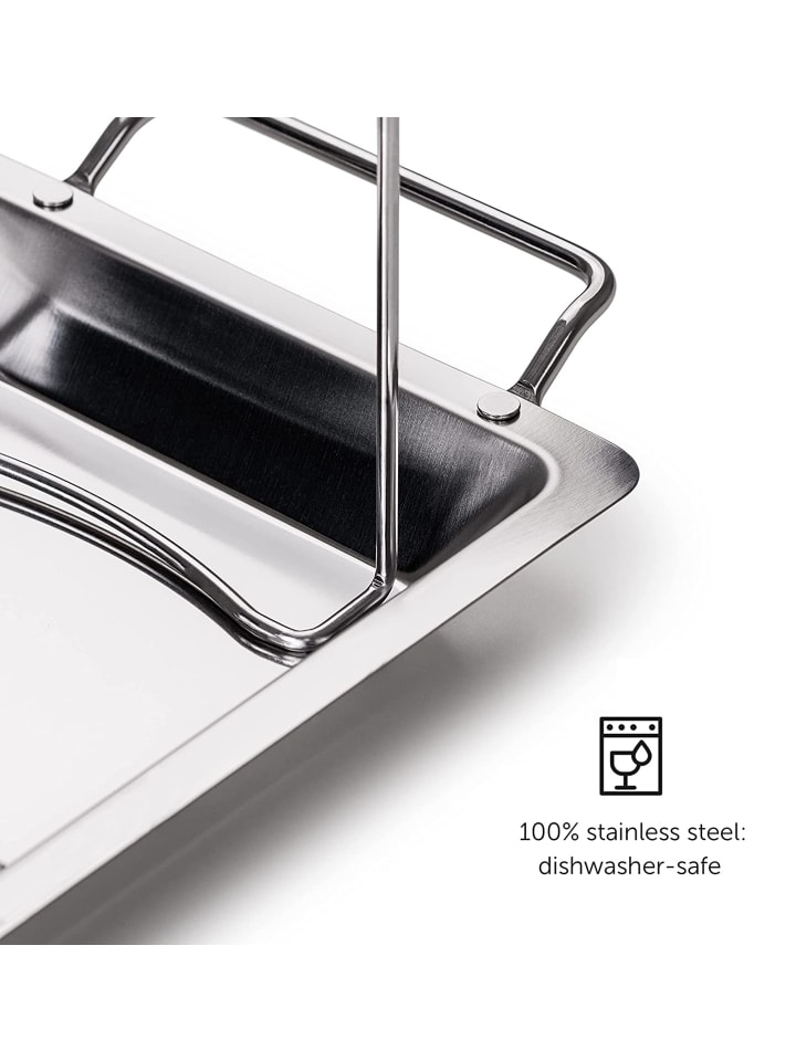 Intirilife Hähnchenbeingestell mit Abtropfschale in Silber günstig kaufen onesize