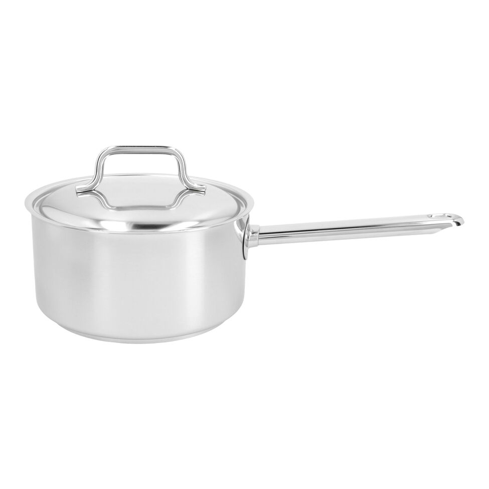 Stieltopf mit Deckel 18 cm, 18/10 Edelstahl, Silber