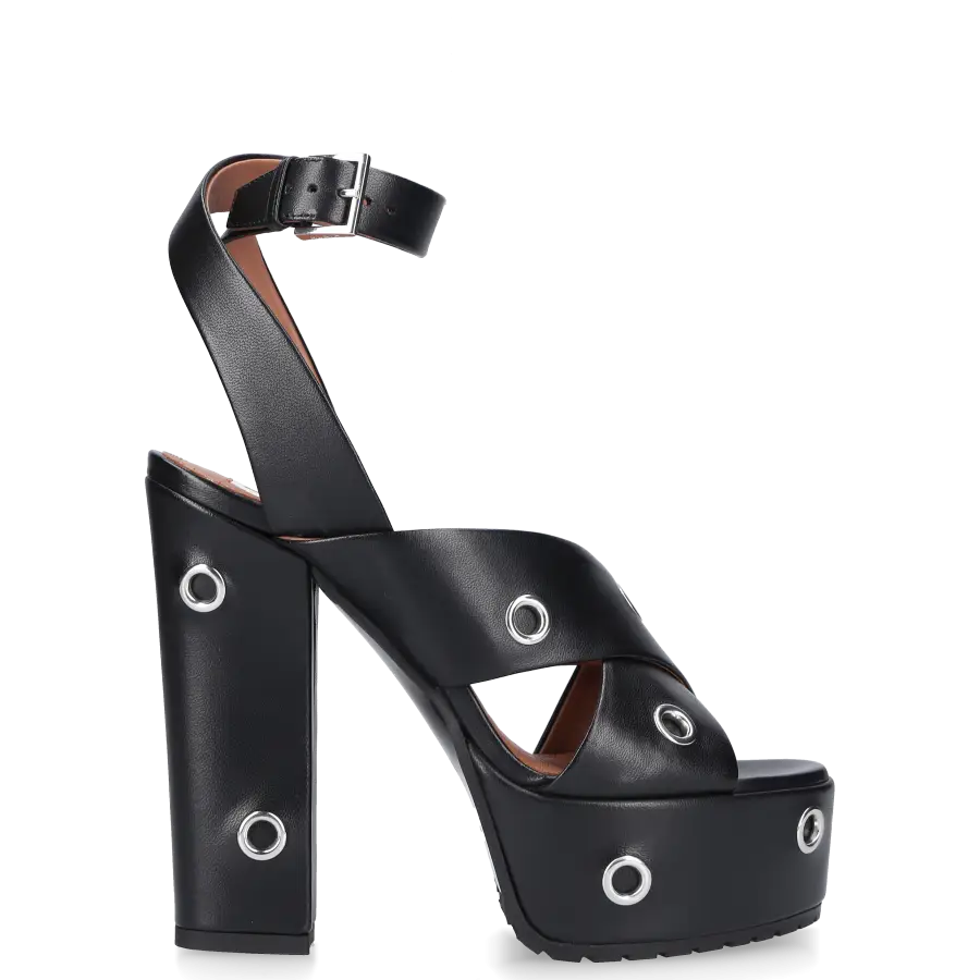 Azzedine Alaïa - Plateausandalen 3S070 Kalbsleder - schwarz