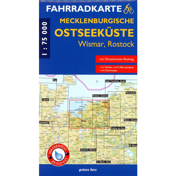 FAHRRADKARTE MECKLENBURGISCHE OSTSEEKÜSTE WISMAR - ROSTOCK